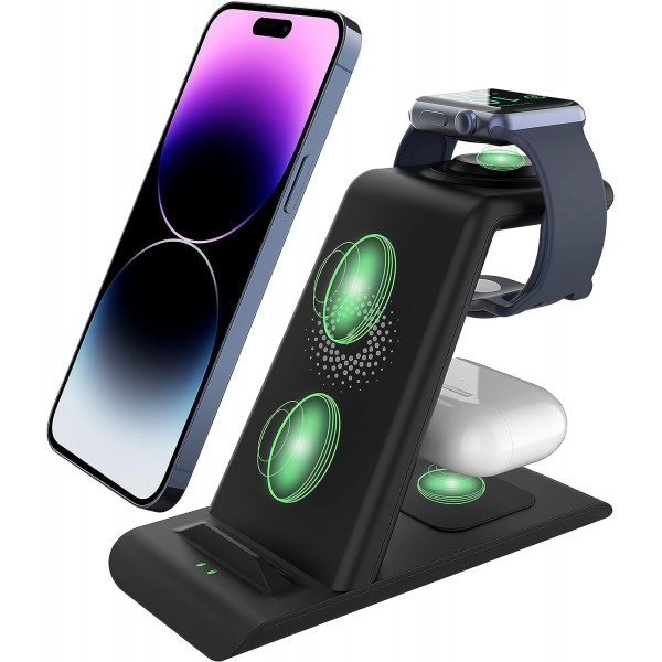 SPGUARD 3 in 1 Wireless Charging Station Compatibl...