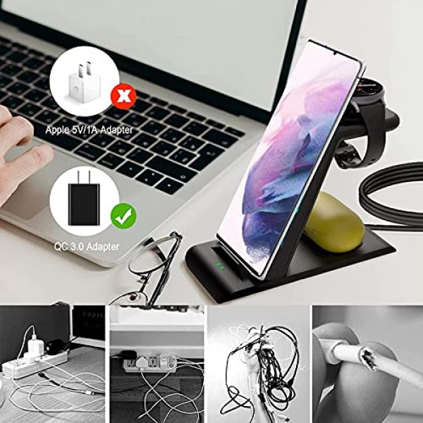 SPGUARD Charger for Samsung Galaxy Watch 6/5/4/3/Z Fold 5/Flip 5/Buds/Galaxy S23/S22 Charging Station Qi Multiple Device Phone Charger Dock