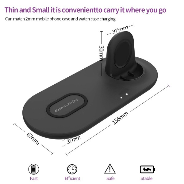 SPGUARD Compatible with Samsung Wireless Charger Duo,Qi-Certified for Qi Enabled Phone,Galaxy Watch 42/46mm,Gear S3/S2/Sport/Active/Active 2,Galaxy Note 10/10 Plus/S10/S10/S9/S8 and More(No Adapter) 